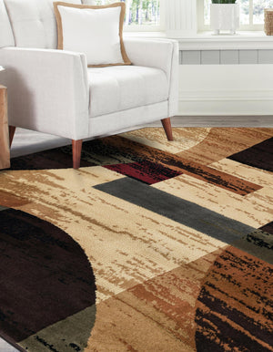 Multicolor 7' 1 x 7' 1 Cafe Octagon Area Rug 100% Polypropylene With Cotton Backing Modern Abstract Design Carpet for Home Living Room Dining Office Decor for Sale at Rug Engine