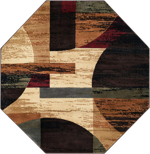 Multicolor 7' 1 x 7' 1 Cafe Octagon Area Rug 100% Polypropylene With Cotton Backing Modern Abstract Design Carpet for Home Living Room Dining Office Decor for Sale at Rug Engine