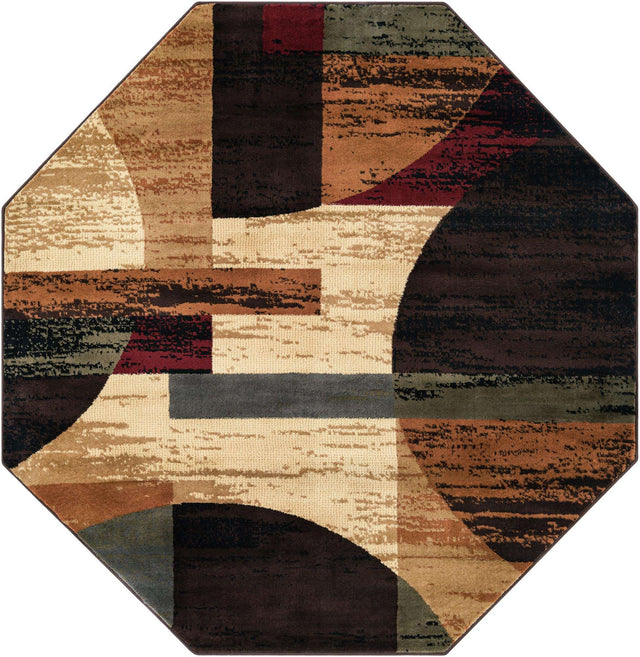 Multicolor 7' 1 x 7' 1 Cafe Octagon Area Rug 100% Polypropylene With Cotton Backing Modern Abstract Design Carpet for Home Living Room Dining Office Decor for Sale at Rug Engine