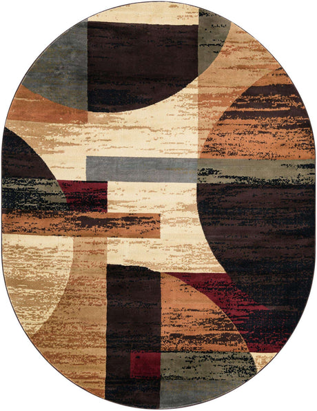 Multicolor 7' 10 x 10' Cafe Oval Area Rug 100% Polypropylene With Cotton Backing Modern Abstract Design Carpet for Home Living Room Dining Office Decor for Sale at Rug Engine
