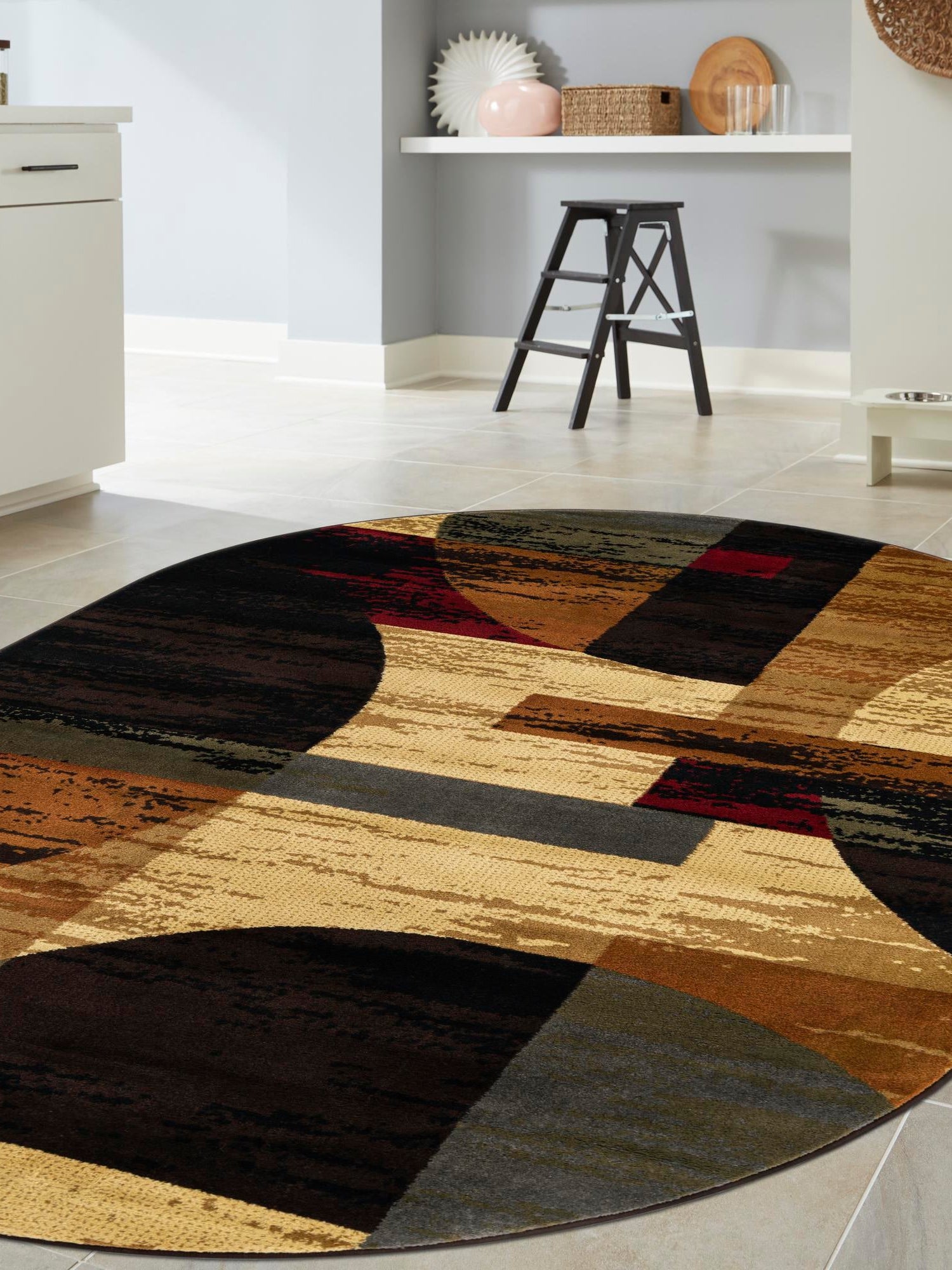 Multicolor 7' 10 x 10' Cafe Oval Area Rug 100% Polypropylene With Cotton Backing Modern Abstract Design Carpet for Home Living Room Dining Office Decor for Sale at Rug Engine