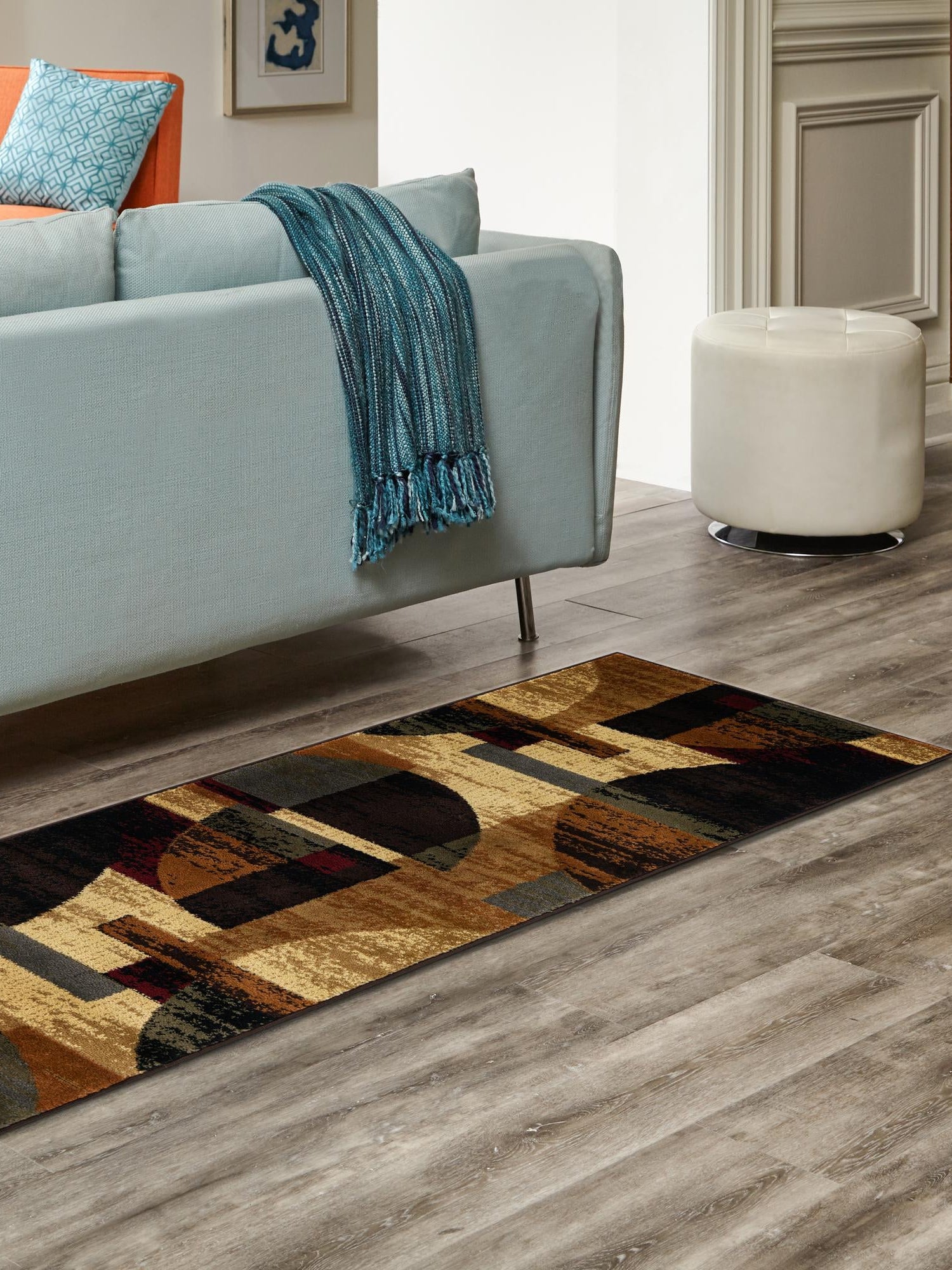 Multicolor 2' 7 x 12' Cafe Runner Area Rug 100% Polypropylene With Cotton Backing Modern Abstract Design Carpet for Home Living Room Dining Office Decor for Sale at Rug Engine