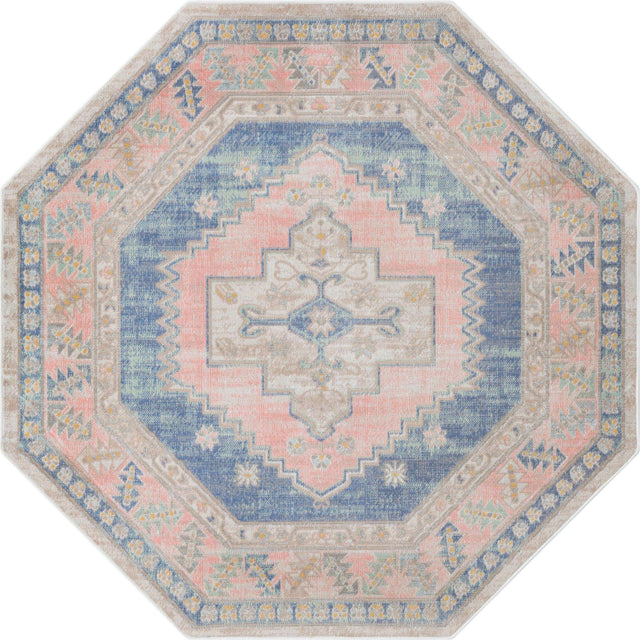 French Blue 5' 3 x 5' 3 Whitney Octagon Area Rug