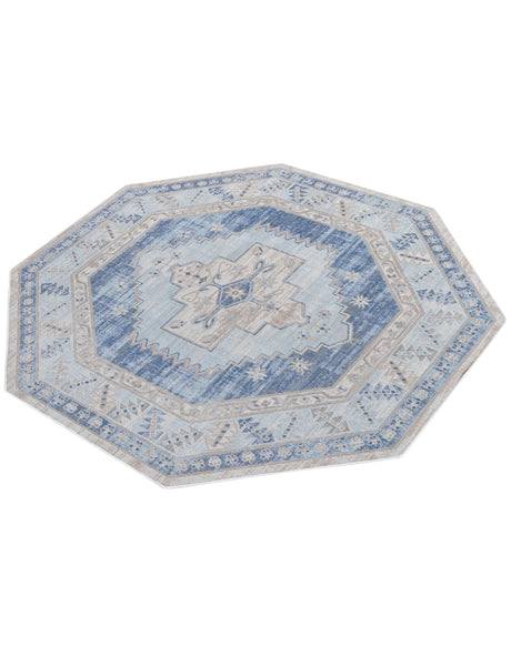 Sky blue 5' 3 x 5' 3 Whitney Octagon Area Rug