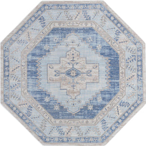 Sky blue 5' 3 x 5' 3 Whitney Octagon Area Rug