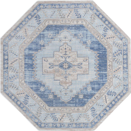 Sky blue 5' 3 x 5' 3 Whitney Octagon Area Rug