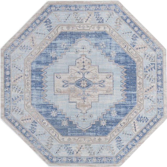 Sky blue 5' 3 x 5' 3 Whitney Octagon Area Rug