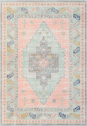 Pink 7' x 10' Whitney Rectangle Area Rug Classic Vintage Distressed Look Traditional Persian Inspired Carpet for Home Decor for Sale at Rug Engine