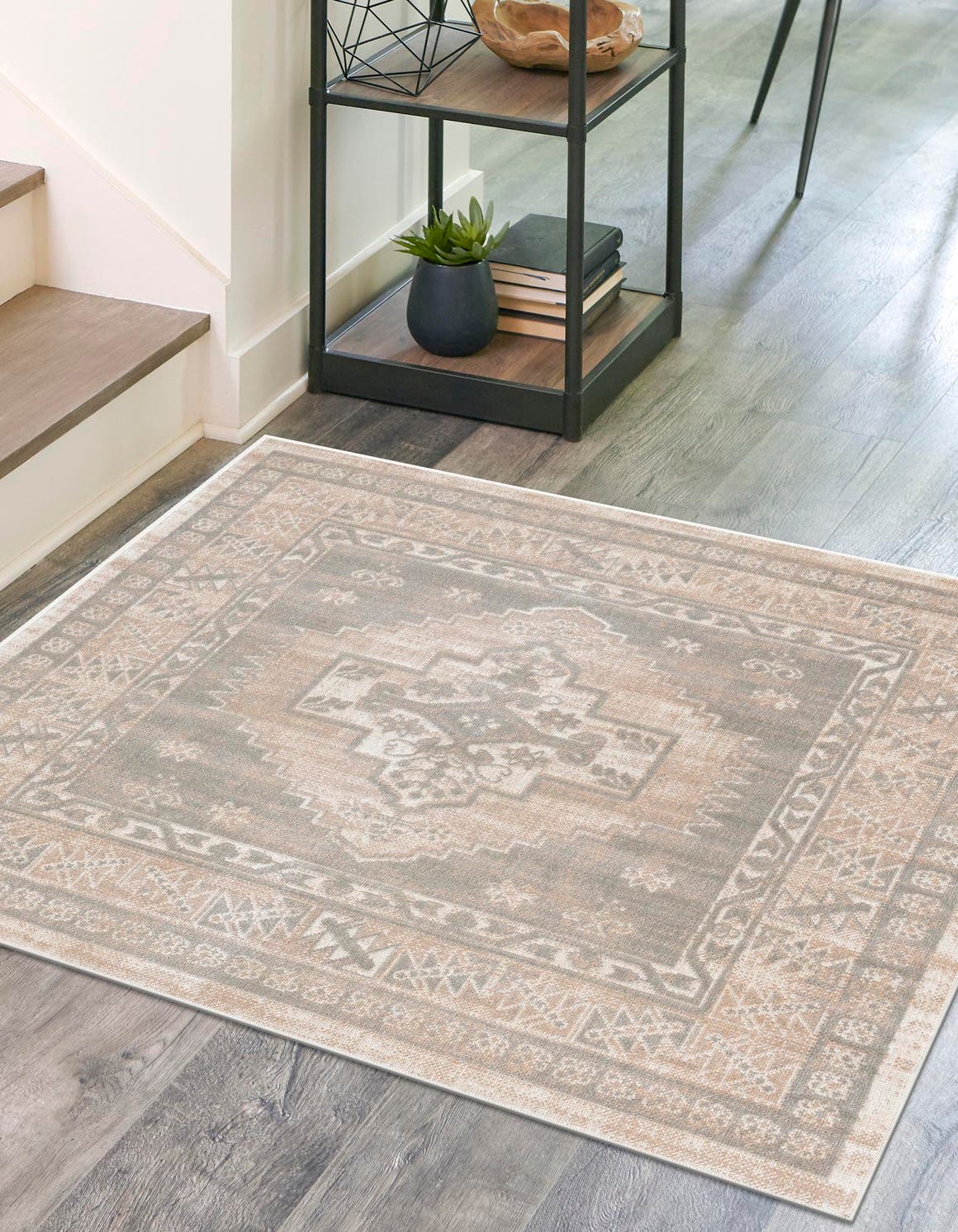 Mink 8' x 8' Whitney Square Area Rug Classic Vintage Distressed Look Traditional Persian Inspired Carpet for Home Decor for Sale at Rug Engine