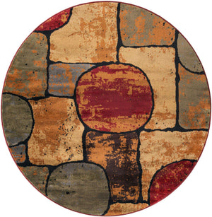 Multicolor 6' 1 x 6' 1 Cafe Round Area Rug 100% Polypropylene With Cotton Backing Modern Abstract Design Carpet for Home Living Room Dining Office Decor for Sale at Rug Engine