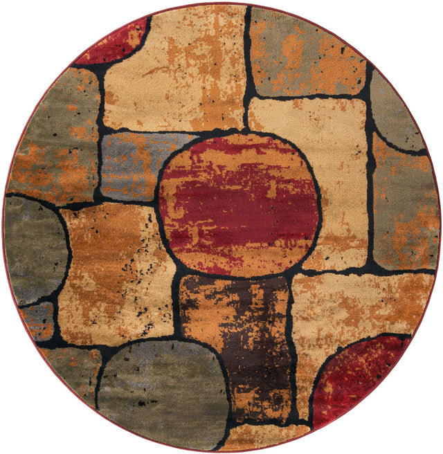 Multicolor 6' 1 x 6' 1 Cafe Round Area Rug 100% Polypropylene With Cotton Backing Modern Abstract Design Carpet for Home Living Room Dining Office Decor for Sale at Rug Engine