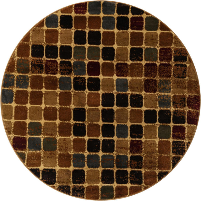 Multicolor 6' x 6' Cafe Round Area Rug 100% Polypropylene With Cotton Backing Modern Abstract Design Carpet for Home Living Room Dining Office Decor for Sale at Rug Engine