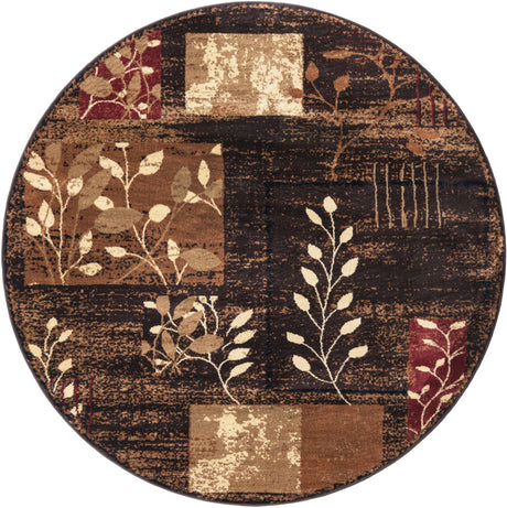 Brown 6' 1 x 6' 1 Cafe Round Area Rug 100% Polypropylene With Cotton Backing Modern Abstract Design Carpet for Home Living Room Dining Office Decor for Sale at Rug Engine