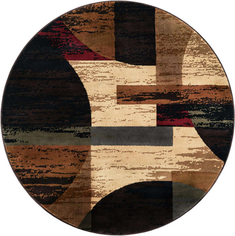 Multicolor 6' 1 x 6' 1 Cafe Round Area Rug 100% Polypropylene With Cotton Backing Modern Abstract Design Carpet for Home Living Room Dining Office Decor for Sale at Rug Engine