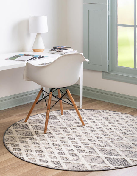 Gray 3' 3 x 3' 3 Arlo Round Area Rug 100% Polypropylene With Cotton Backing Easy Clean Indoor Living Room Bedroom Dining Office Carpet for Sale at Rug Engine