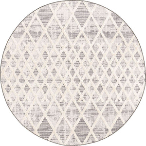 Gray 5' 3 x 5' 3 Arlo Round Area Rug 100% Polypropylene With Cotton Backing Easy Clean Indoor Living Room Bedroom Dining Office Carpet for Sale at Rug Engine