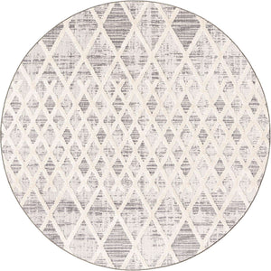 Gray 7' x 7' Arlo Round Area Rug 100% Polypropylene With Cotton Backing Easy Clean Indoor Living Room Bedroom Dining Office Carpet for Sale at Rug Engine