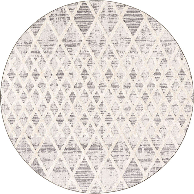 Gray 7' x 7' Arlo Round Area Rug 100% Polypropylene With Cotton Backing Easy Clean Indoor Living Room Bedroom Dining Office Carpet for Sale at Rug Engine