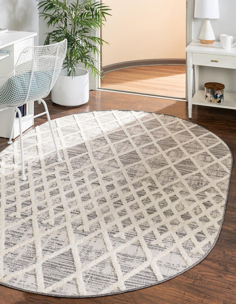 Gray 7' 10 x 10' Arlo Oval Area Rug 100% Polypropylene With Cotton Backing Easy Clean Indoor Living Room Bedroom Dining Office Carpet for Sale at Rug Engine