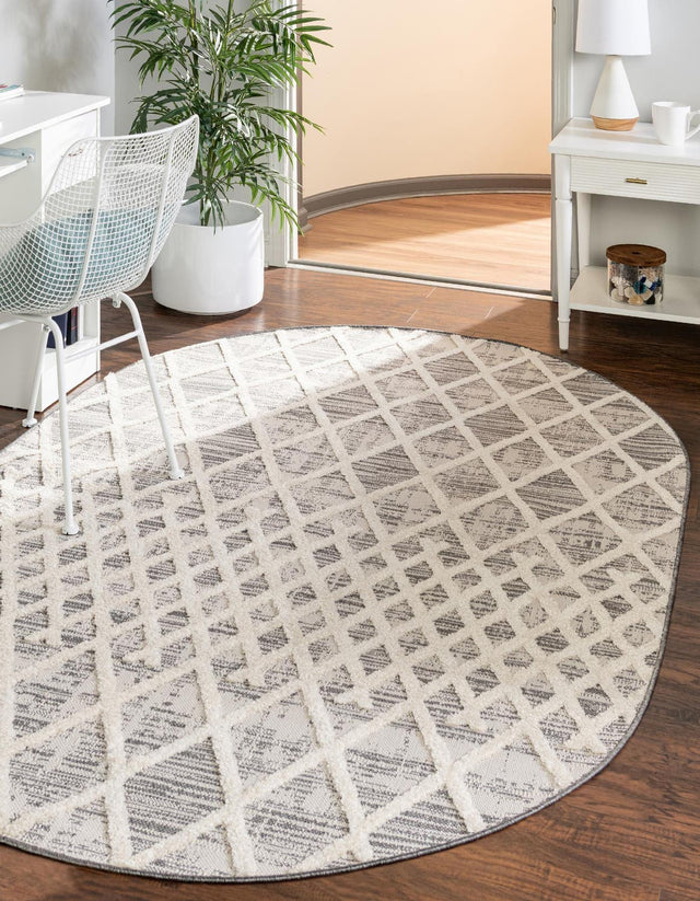 Gray 7' 10 x 10' Arlo Oval Area Rug 100% Polypropylene With Cotton Backing Easy Clean Indoor Living Room Bedroom Dining Office Carpet for Sale at Rug Engine