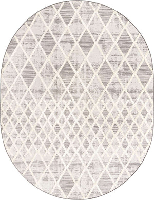 Gray 7' 10 x 10' Arlo Oval Area Rug 100% Polypropylene With Cotton Backing Easy Clean Indoor Living Room Bedroom Dining Office Carpet for Sale at Rug Engine