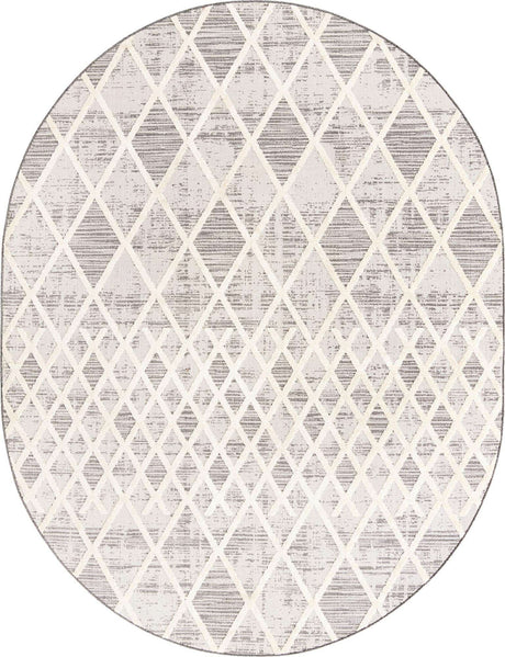 Gray 7' 10 x 10' Arlo Oval Area Rug 100% Polypropylene With Cotton Backing Easy Clean Indoor Living Room Bedroom Dining Office Carpet for Sale at Rug Engine
