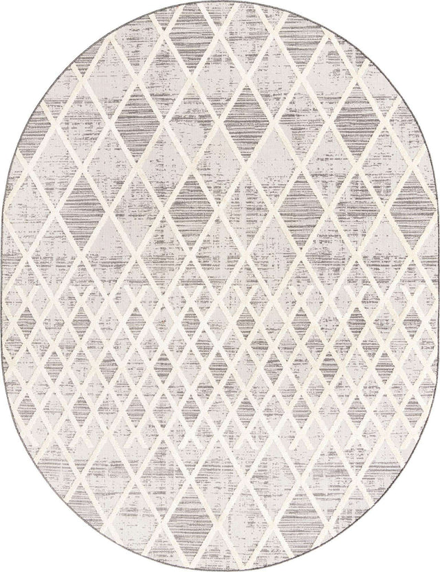 Gray 7' 10 x 10' Arlo Oval Area Rug 100% Polypropylene With Cotton Backing Easy Clean Indoor Living Room Bedroom Dining Office Carpet for Sale at Rug Engine
