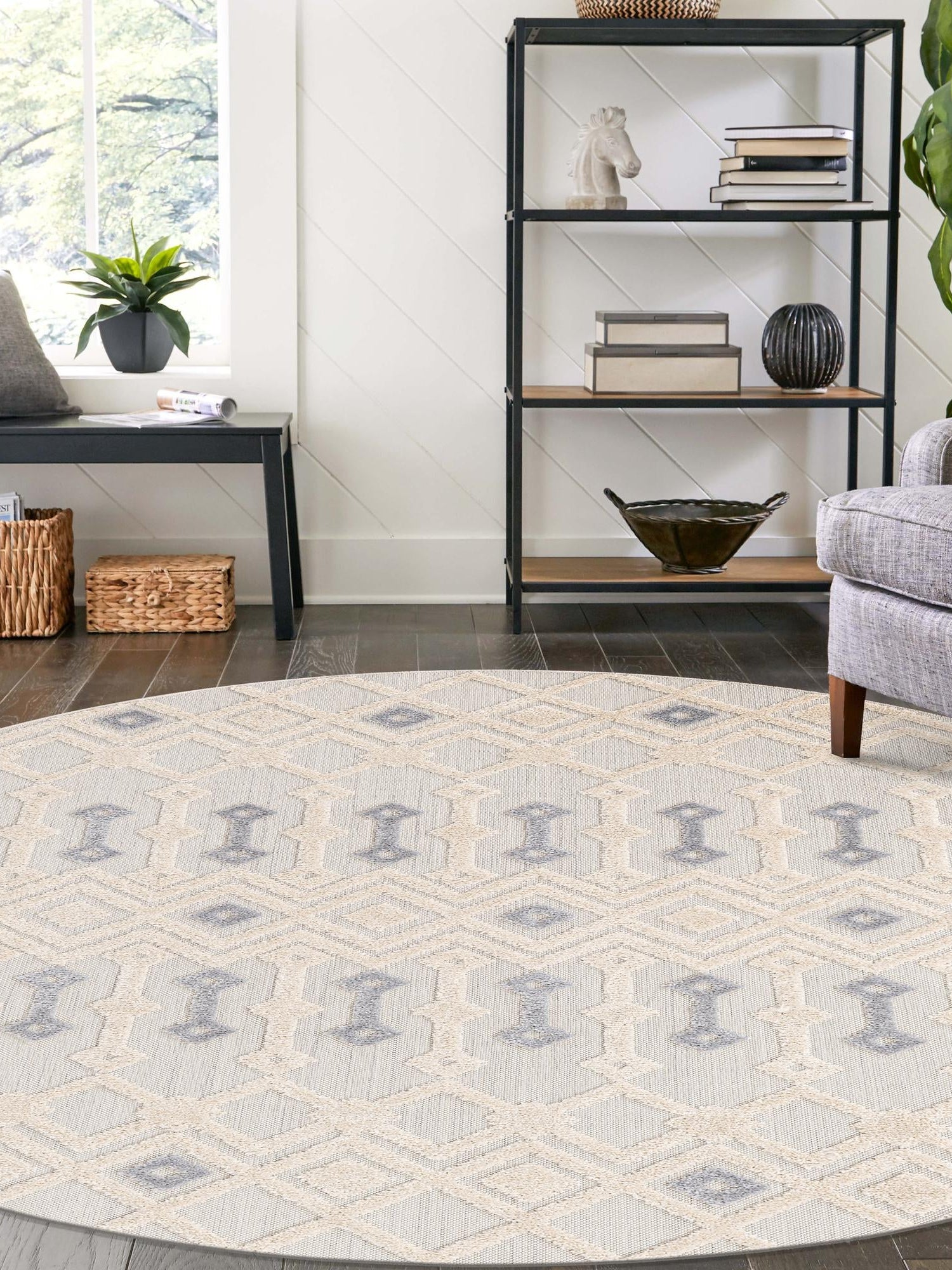 Sandy Beige 4' 1 x 4' 1 Arlo Round Area Rug 100% Polypropylene With Cotton Backing Easy Clean Indoor Living Room Bedroom Dining Office Carpet for Sale at Rug Engine