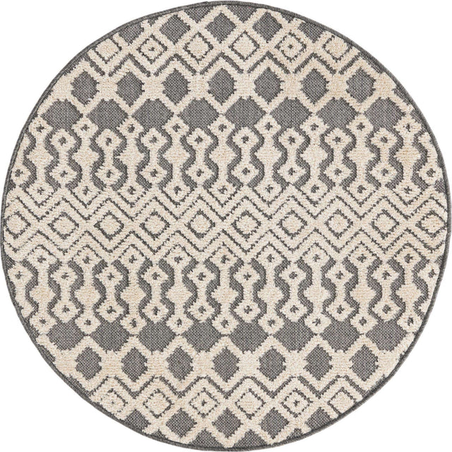 Charcoal 3' 3 x 3' 3 Arlo Round Area Rug 100% Polypropylene With Cotton Backing Easy Clean Indoor Living Room Bedroom Dining Office Carpet for Sale at Rug Engine