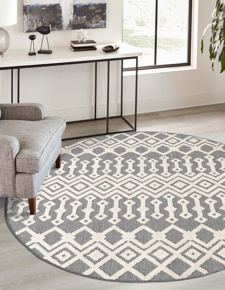 Charcoal 7' x 7' Arlo Round Area Rug 100% Polypropylene With Cotton Backing Easy Clean Indoor Living Room Bedroom Dining Office Carpet for Sale at Rug Engine