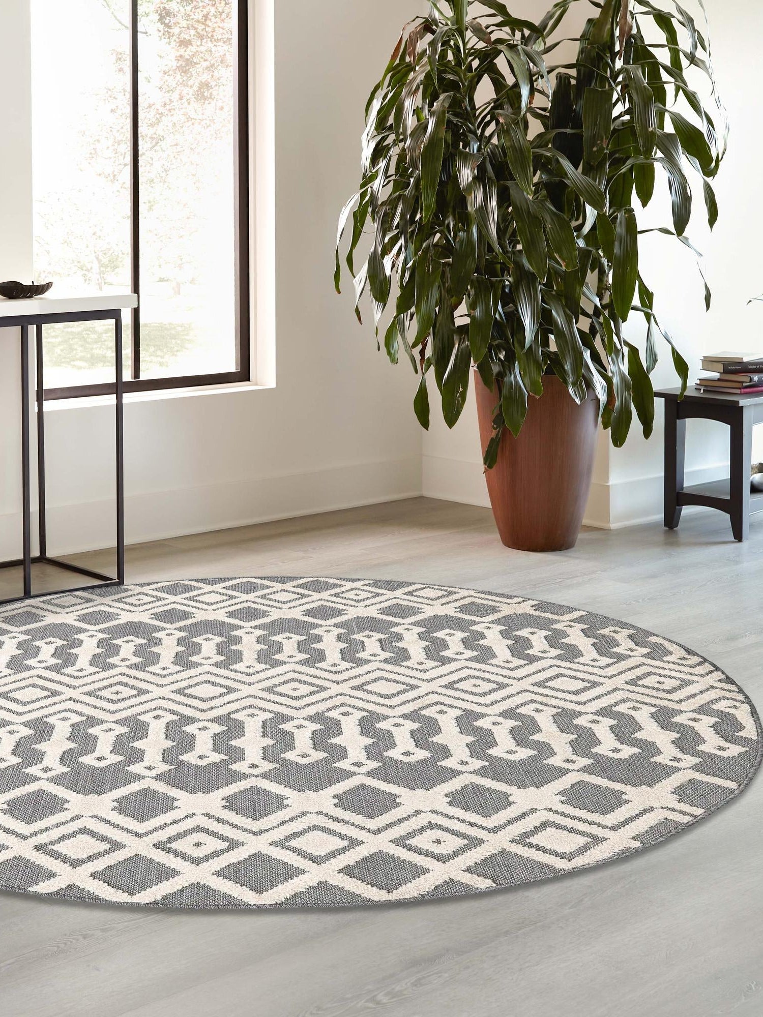 Charcoal 7' x 7' Arlo Round Area Rug 100% Polypropylene With Cotton Backing Easy Clean Indoor Living Room Bedroom Dining Office Carpet for Sale at Rug Engine