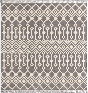 Charcoal 9' 10 x 9' 10 Arlo Square Area Rug 100% Polypropylene With Cotton Backing Easy Clean Indoor Living Room Bedroom Dining Office Carpet for Sale at Rug Engine
