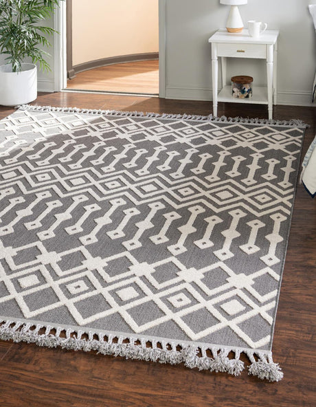 Charcoal 9' 10 x 9' 10 Arlo Square Area Rug 100% Polypropylene With Cotton Backing Easy Clean Indoor Living Room Bedroom Dining Office Carpet for Sale at Rug Engine