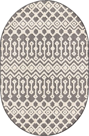Charcoal 4' x 6' Arlo Oval Area Rug 100% Polypropylene With Cotton Backing Easy Clean Indoor Living Room Bedroom Dining Office Carpet for Sale at Rug Engine