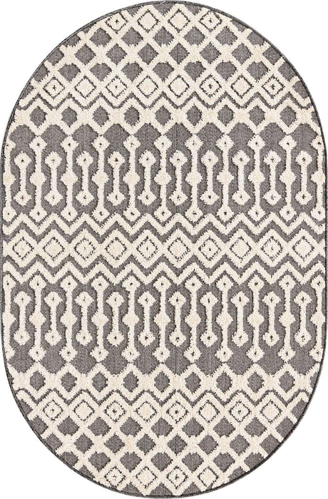 Charcoal 4' x 6' Arlo Oval Area Rug 100% Polypropylene With Cotton Backing Easy Clean Indoor Living Room Bedroom Dining Office Carpet for Sale at Rug Engine