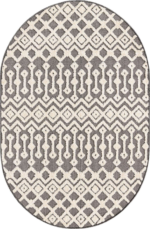 Charcoal 4' x 6' Arlo Oval Area Rug 100% Polypropylene With Cotton Backing Easy Clean Indoor Living Room Bedroom Dining Office Carpet for Sale at Rug Engine