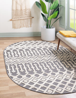Charcoal 5' 3 x 8' Arlo Oval Area Rug 100% Polypropylene With Cotton Backing Easy Clean Indoor Living Room Bedroom Dining Office Carpet for Sale at Rug Engine