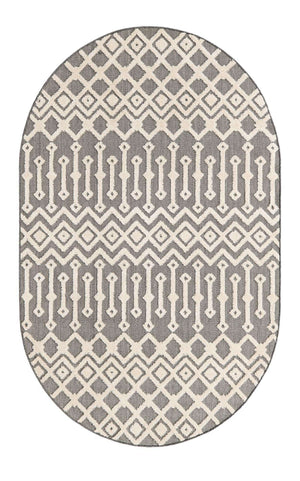 Charcoal 5' 3 x 8' Arlo Oval Area Rug 100% Polypropylene With Cotton Backing Easy Clean Indoor Living Room Bedroom Dining Office Carpet for Sale at Rug Engine