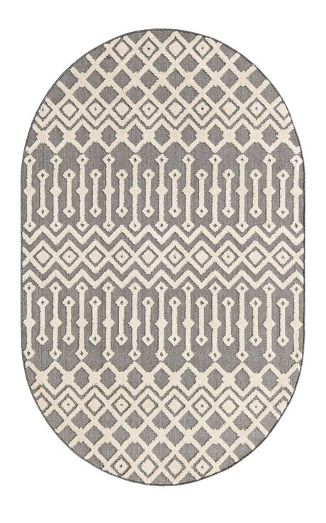 Charcoal 5' 3 x 8' Arlo Oval Area Rug 100% Polypropylene With Cotton Backing Easy Clean Indoor Living Room Bedroom Dining Office Carpet for Sale at Rug Engine