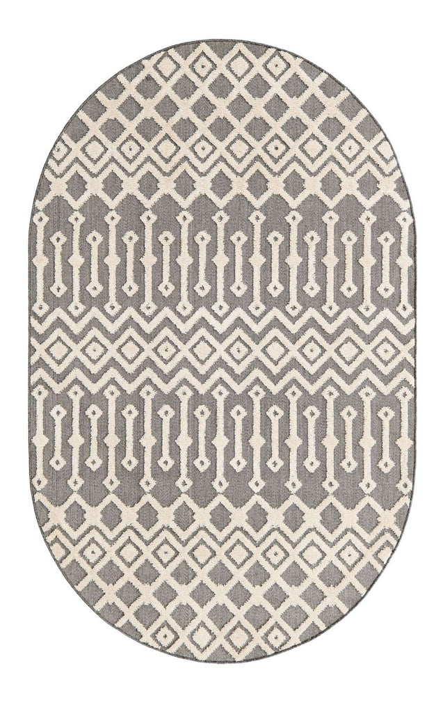Charcoal 5' 3 x 8' Arlo Oval Area Rug 100% Polypropylene With Cotton Backing Easy Clean Indoor Living Room Bedroom Dining Office Carpet for Sale at Rug Engine