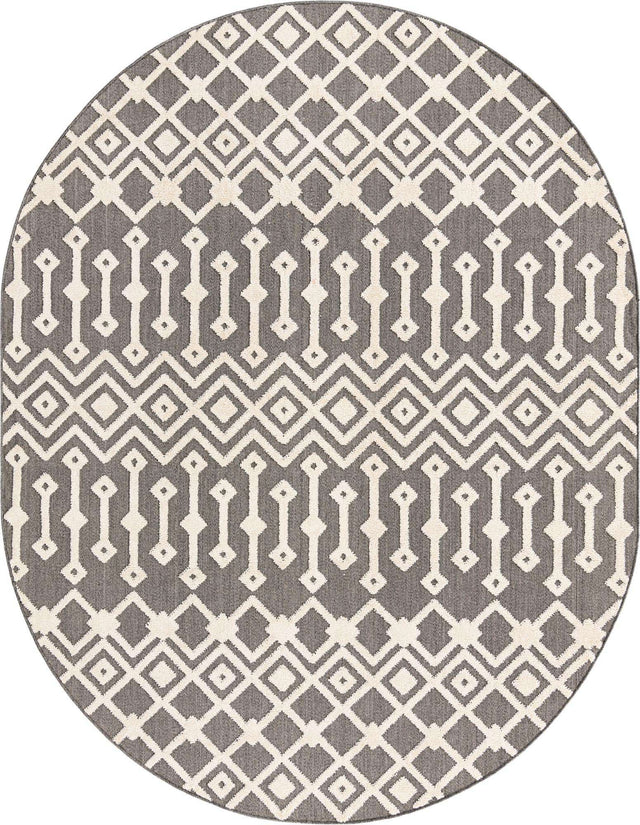 Charcoal 7' 10 x 10' Arlo Oval Area Rug 100% Polypropylene With Cotton Backing Easy Clean Indoor Living Room Bedroom Dining Office Carpet for Sale at Rug Engine