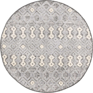 Gray 3' 3 x 3' 3 Arlo Round Area Rug 100% Polypropylene With Cotton Backing Easy Clean Indoor Living Room Bedroom Dining Office Carpet for Sale at Rug Engine