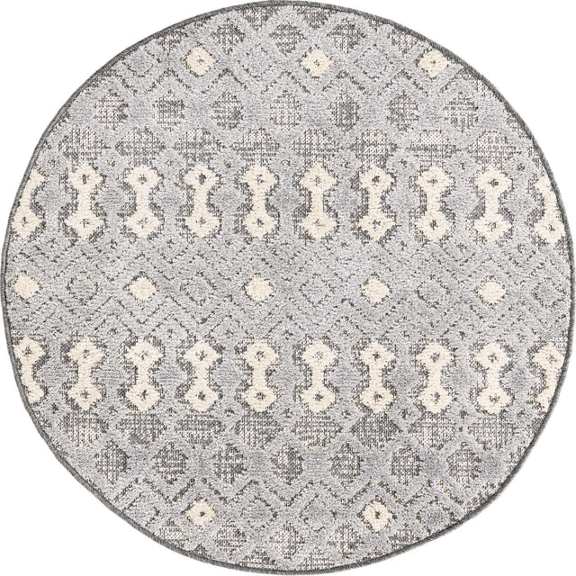 Gray 3' 3 x 3' 3 Arlo Round Area Rug 100% Polypropylene With Cotton Backing Easy Clean Indoor Living Room Bedroom Dining Office Carpet for Sale at Rug Engine