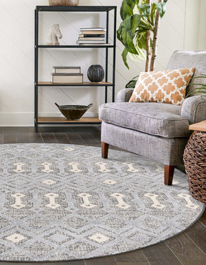 Gray 5' 3 x 5' 3 Arlo Round Area Rug 100% Polypropylene With Cotton Backing Easy Clean Indoor Living Room Bedroom Dining Office Carpet for Sale at Rug Engine