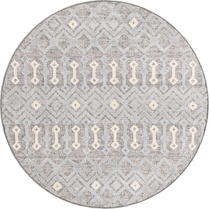 Gray 5' 3 x 5' 3 Arlo Round Area Rug 100% Polypropylene With Cotton Backing Easy Clean Indoor Living Room Bedroom Dining Office Carpet for Sale at Rug Engine