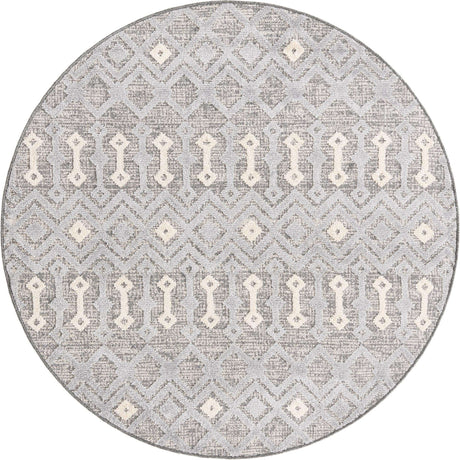 Gray 5' 3 x 5' 3 Arlo Round Area Rug 100% Polypropylene With Cotton Backing Easy Clean Indoor Living Room Bedroom Dining Office Carpet for Sale at Rug Engine