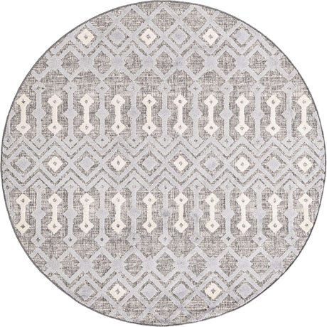 Gray 7' x 7' Arlo Round Area Rug 100% Polypropylene With Cotton Backing Easy Clean Indoor Living Room Bedroom Dining Office Carpet for Sale at Rug Engine