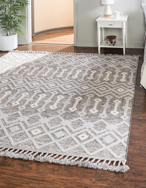 Gray 7' 10 x 7' 10 Arlo Square Area Rug 100% Polypropylene With Cotton Backing Easy Clean Indoor Living Room Bedroom Dining Office Carpet for Sale at Rug Engine