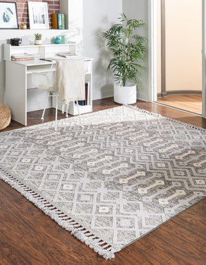 Gray 9' 10 x 9' 10 Arlo Square Area Rug 100% Polypropylene With Cotton Backing Easy Clean Indoor Living Room Bedroom Dining Office Carpet for Sale at Rug Engine
