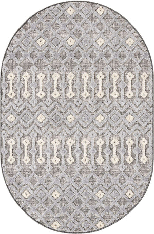 Gray 4' x 6' Arlo Oval Area Rug 100% Polypropylene With Cotton Backing Easy Clean Indoor Living Room Bedroom Dining Office Carpet for Sale at Rug Engine
